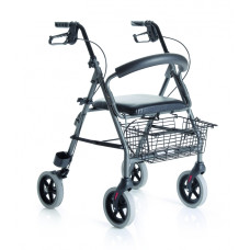Andador ancianos plegable con cesta, asiento y respaldo