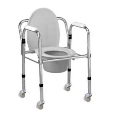Silla Wc con Ruedas,Plegable y Regulable Cromo