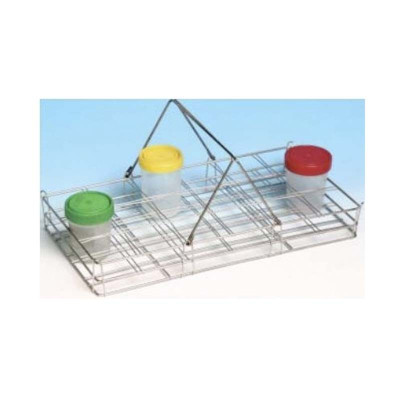 Cestillo para 24 Frascos de Orina en Acero Inox